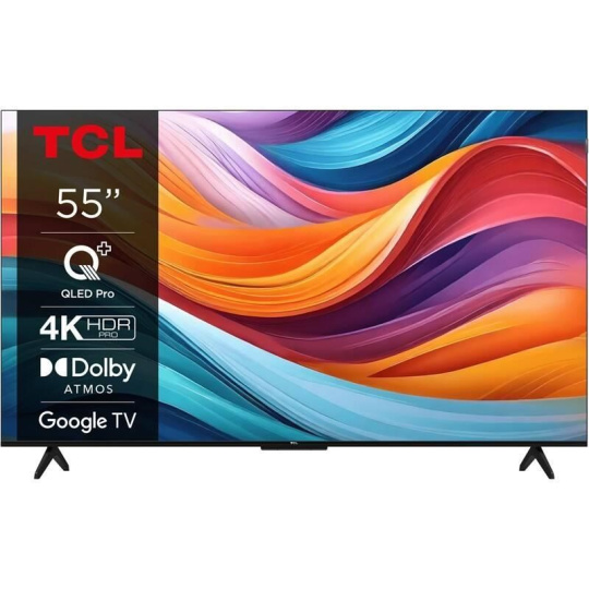 TCL 55T7B 55" TV, 4K Ultra HD, QLED, Google TV, WiFi, Bluetooth, Direct LED, Dolby Digital, HDR, Dolby Vision