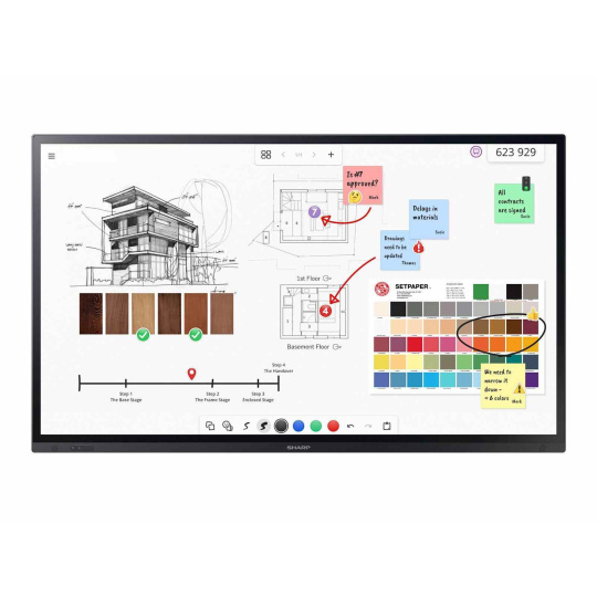 Sharp PN-LA862 LFD 86",Interaktivní plochý panel 2,18 m, LCD 500 cd/m2 4K Ultra HD Černá Dotyková obrazovka 24/7