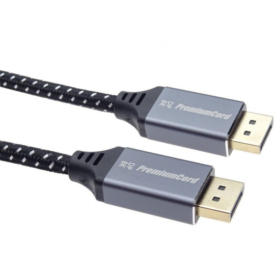 Kábel PREMIUMCORD DisplayPort 1.4 pripojovací kábel, kovové a pozlátené konektory, 2 m