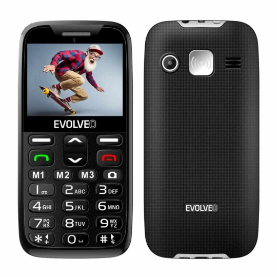 EVOLVEO EasyPhone XD, mobilný telefón pre seniorov s nabíjacím stojanom (čierny)