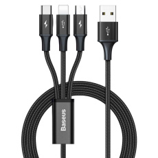 Baseus kabel Rapid Series 3v1, USB/Micro USB, Lightning, USB-C, 1,2 m, černá