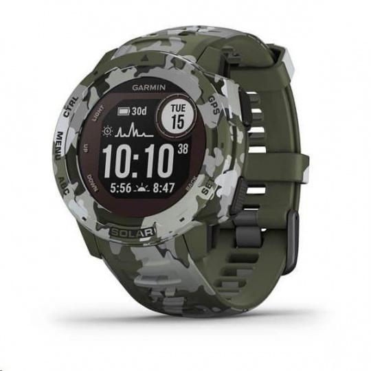 Garmin GPS sportovní hodinky Instinct Solar Camo Green Optic