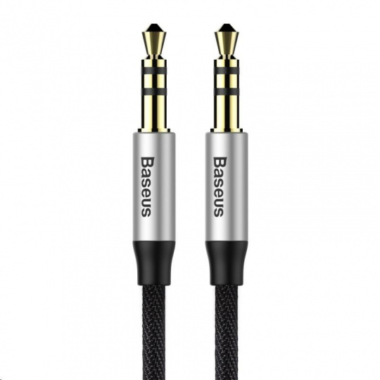 Baseus Yiven Series audio kábel 3,5 mm Jack 0,5 m, strieborno-čierny