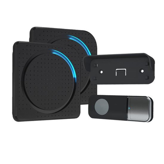 Solight 2x bezdrátový zvonek, do zásuvky, 200m, černý, learning code