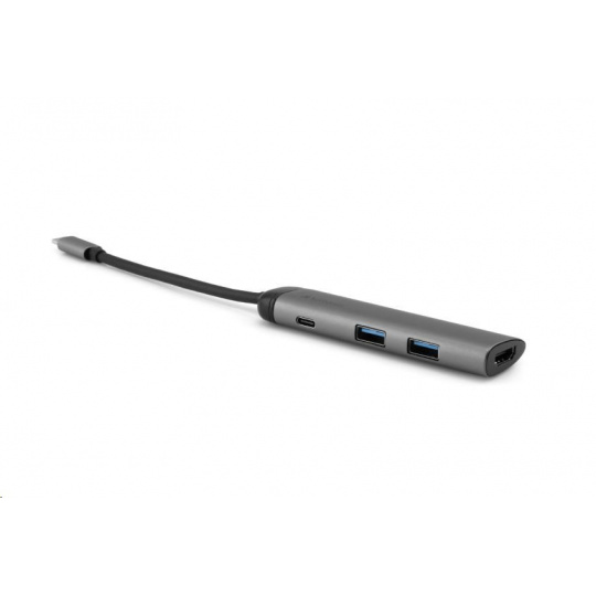 VERBATIM 49140 Multiportový HUB USB-C, 2x USB 3.0, 1x USB-C, HDMI, šedý dok