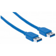 Kábel Manhattan USB-A, USB 3.0, Male to Male, 5 Gbps, 1.8 m, modrá