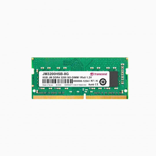 SODIMM DDR4 8GB 3200MHz TRANSCEND 1Rx8 1Gx8 CL22 1.2V