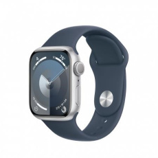 APPLE Watch Series 9 GPS 41mm Silver Aluminium Case with Storm Blue Sport Band - M/L APPLE Watch Series 9 GPS 41mm Silver Aluminium Case with Storm Blue Sport Band - M/L