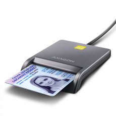 BAZAR - AXAGON CRE-SM3T, USB-A FlatReader čtečka kontaktních karet Smart card (eObčanka), kabel 1.3m - Poškozený obal (K