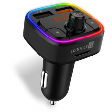 CONNECT IT CarRGB Bluetooth vysielač, 2xUSB+MicroSD, čierny