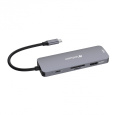 VERBATIM Hub USB-C Pro Multiport 8 Port, 3x USB 3.2, 1x USB-C, 2xHDMI, microSD/SD, šedá