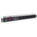 Intellinet 19" 1.5U Rackmount 6-Way Power Strip - nemecký typ, distribučný panel, 6x DE zásuvka, 3m kábel, prepäťová ochrana