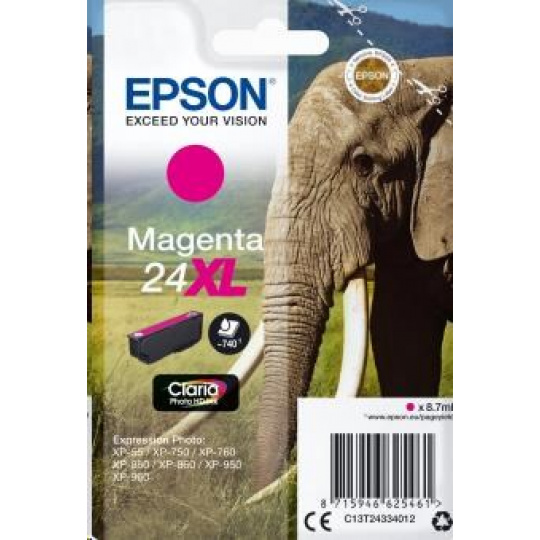 Atramentová tyčinka EPSON Singlepack "Elephant" Magenta 24XL Claria Photo HD Ink
