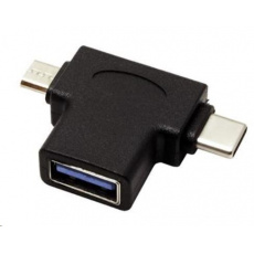 Adaptér USB3.0 samica na dva konektory USB 3.1 C/male + micro USB B/male