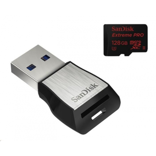 Karta Sandisk MIcroSDXC 128GB Extreme PRO (275 MB/s, Class 10 UHS-II U3) + USB 3.0 čitateľ