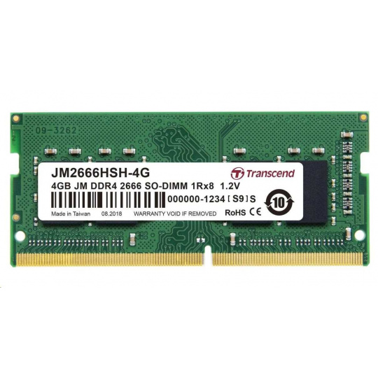 SODIMM DDR4 4GB 2666MHz TRANSCEND 1Rx8 512Mx8 CL19 1.2V