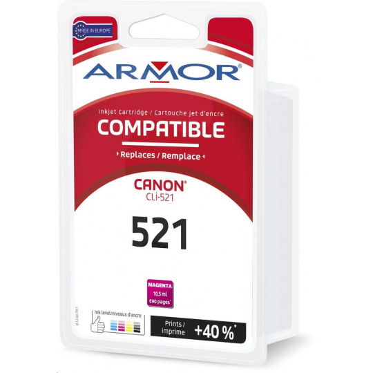 ARMOR kazeta pre CANON iP 3600/4600 Magenta s čipom (CLI521M), 10,5 ml / 665 str.