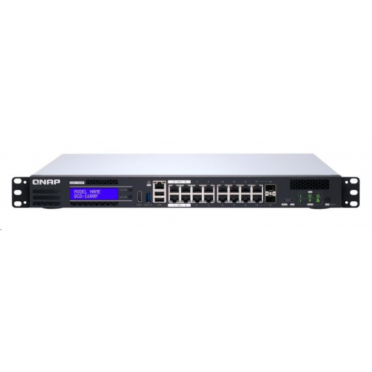 QNAP QGD-1600P-8G (4C/Celeron J4115/1,8-2,5 GHz/8GBRAM/2xSATA/14xGbE/2xGbE+SFP/1xUSB3.0/2xUSB2.0/2xPCIe/1xHDMI/PoE)