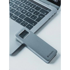 VERBATIM Externý SSD disk 1 TB, Executive Fingerprint Secure SSD, USB 3.2 Gen 1/USB-C, (W:356 MB/s, R:344 MB/s), sivá