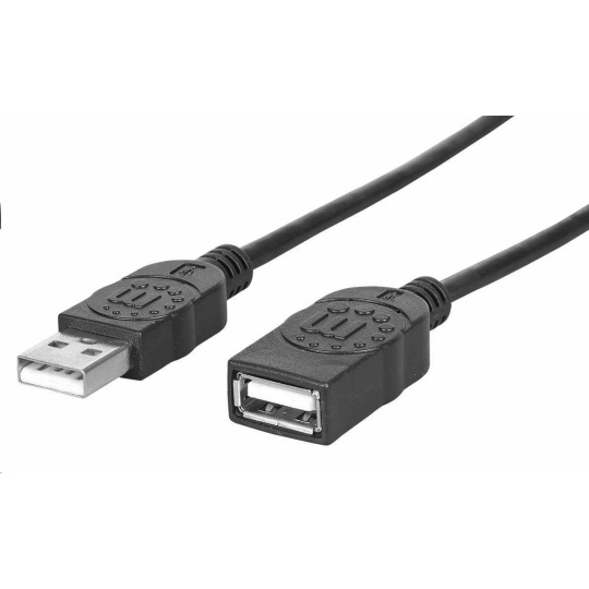 Manhattan USB kábel, USB 2.0, samec - samica, 480 Mb/s, 1 m, čierna