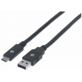 Kábel USB Manhattan, USB 3.2 Gen 1, USB-A samec na USB-C samec, 5 Gb/s, 2 m, čierna