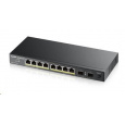 Zyxel GS1100-10HP v2 10portový gigabitový PoE switch, 8x gigabitový PoE RJ45, 2x SFP, 120W PoE rozpočet