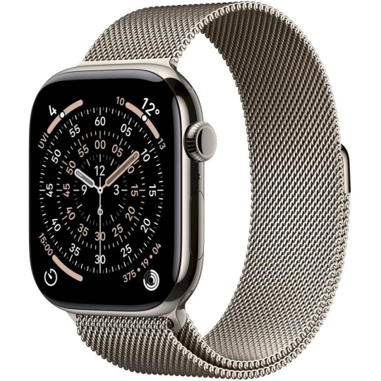 Apple Watch Series 11 GPS + Cellular 46mm Natural Titanium Case with Natural Milanese Loop - M/L Apple Watch Series 11 GPS + Cellular 46mm Natural Titanium Case with Natural Milanese Loop - M/L