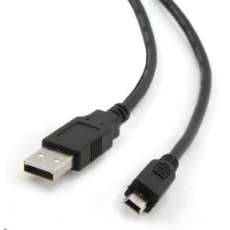 Kábel USB GEMBIRD 2.0 Prepojenie A-Mini B (5pin), pozlátené kontakty, 1,8 m, čierne