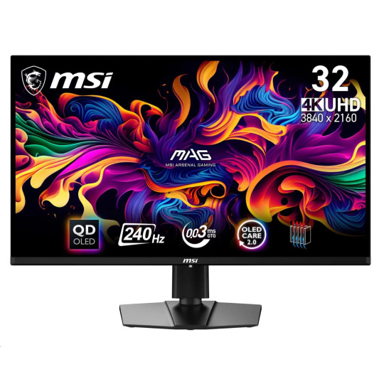 MSI LCD MAG 321UPX QD-OLED, 31,5" 3840x2160, 240Hz, 0,03ms, USB, DP, HDMI, Audio, VESA, Black