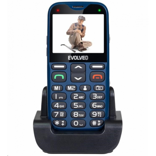 EVOLVEO EasyPhone XG, mobilný telefón pre seniorov s nabíjacím stojanom, modrý