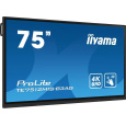 Iiyama ProLite IDS, 24/7, 190.5 cm (75''), PureTouch-IR, 4K, USB, USB-C, Ethernet, Wi-Fi, kit (USB), black