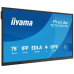 Iiyama ProLite TE7512MIS, 24/7, 190.5 cm (75''), PureTouch-IR, 4K, USB, USB-C, Ethernet, Wi-Fi, kit (USB), black