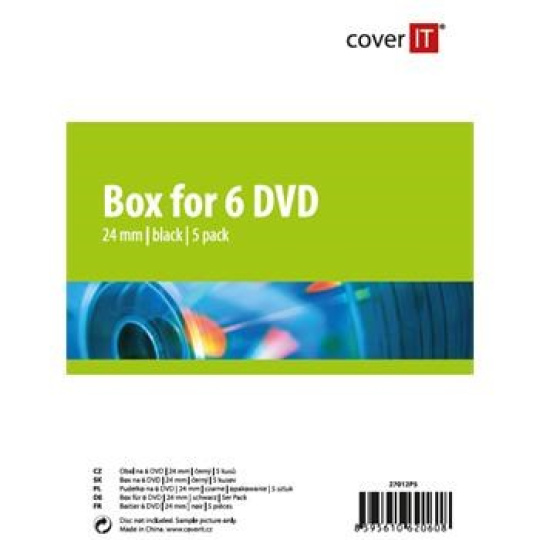 COVER IT obal na 6 DVD 24mm čierny 5ks/balenie
