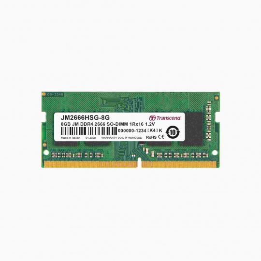 SODIMM DDR4 8GB 2666MHz TRANSCEND 1Rx16 1Gx16 CL19 1.2V