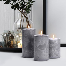 Solight sada LED svíček s časovačem, 3x svíčka, 10/13/15cm, šedá, 2xAA