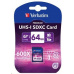 Karta VERBATIM SDXC 64GB PREMIUM, UHS-1, Class 10 (R:90/W:25 MB/s)