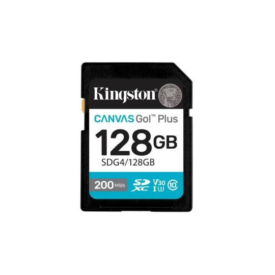 Kingston SDXC karta 128GB Canvas Go! Plus, R:200/W:160MB/s, Class 10, UHS-I, U3, V30