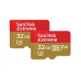 Karta SanDisk MicroSDHC 32 GB Extreme (100 MB/s, A1 C10 V30 UHS-I U3, pre akčné kamery) + adaptér, dvojbalenie