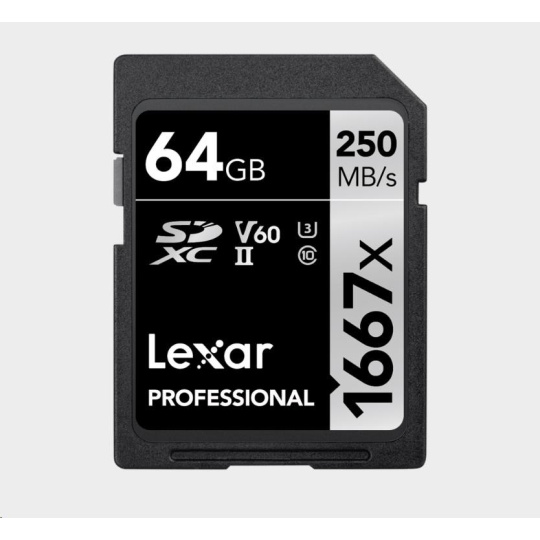 Lexar SDXC Pro 1667X UHS-II U3 R250/W120 (V60) 64GB Lexar SDXC Pro 1667X UHS-II U3 R250/W120 (V60) 64GB