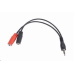 GEMBIRD Cable CABLEXPERT rozbočovací konektor 3,5 mm (4-pólový) na 2x3,5 mm M/F, 20 cm, čierny