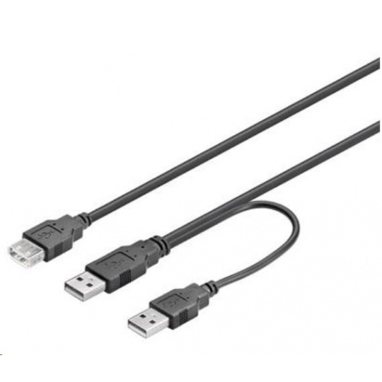 Kábel USB PREMIUMCORD 2.0 napájací kábel Y A/M + A/M -- A/F 0.4m + 0.5m