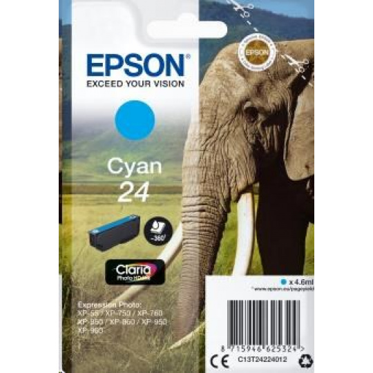 Atramentová tyčinka EPSON Singlepack "Elephant" Cyan 24 Claria Photo HD Ink