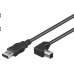 Kábel USB PREMIUMCORD 2.0 Konektor A-B 1m - ohnutý konektor B 90°