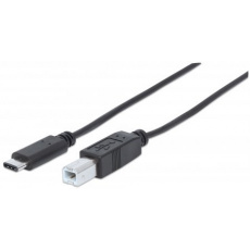 MANHATTAN Hi-Speed USB-C kábel, C samec / B samec, 2 m, čierny