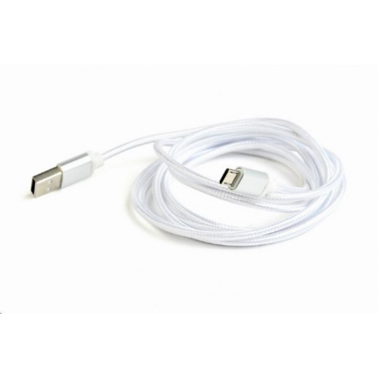 GEMBIRD Kábel CABLEXPERT USB A samec/Micro B samec 2.0, 1,8 m, opletené, strieborné, blister
