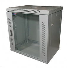 LEXI-Net 19" nástěnný rozvaděč 12U 600x600, nosnost 60 kg, skleněné dveře, svařovaný, šedý