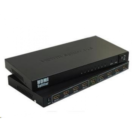 PremiumCord HDMI rozbočovač 1-8 portov kovový s napájacím adaptérom, 4K, 1080p, 3D