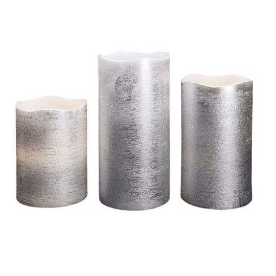 Solight sada LED svíček, 3x svíčka, 10/13/16cm, stříbrná barva, 3x AAA Solight sada LED svíček, 3x svíčka, 10/13/16cm, stříbrná barva, 3x AAA