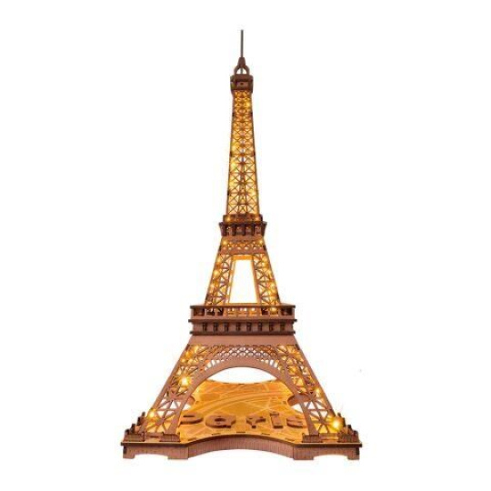 RoboTime 3D Dřevěné puzzle Rolife Noc Eiffelovy věže svítící