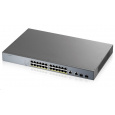 Zyxel GS1350-26HP 26portový inteligentný spravovaný CCTV PoE switch, dlhý dosah, 375W, 24x GbE, 2x combo RJ45/SFP